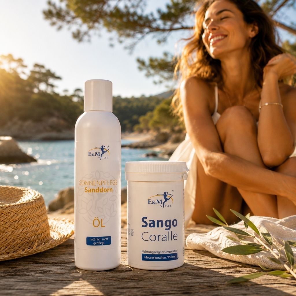 SET SonnenBalance: basisches Sonnenpflegeöl + Sango Coralle